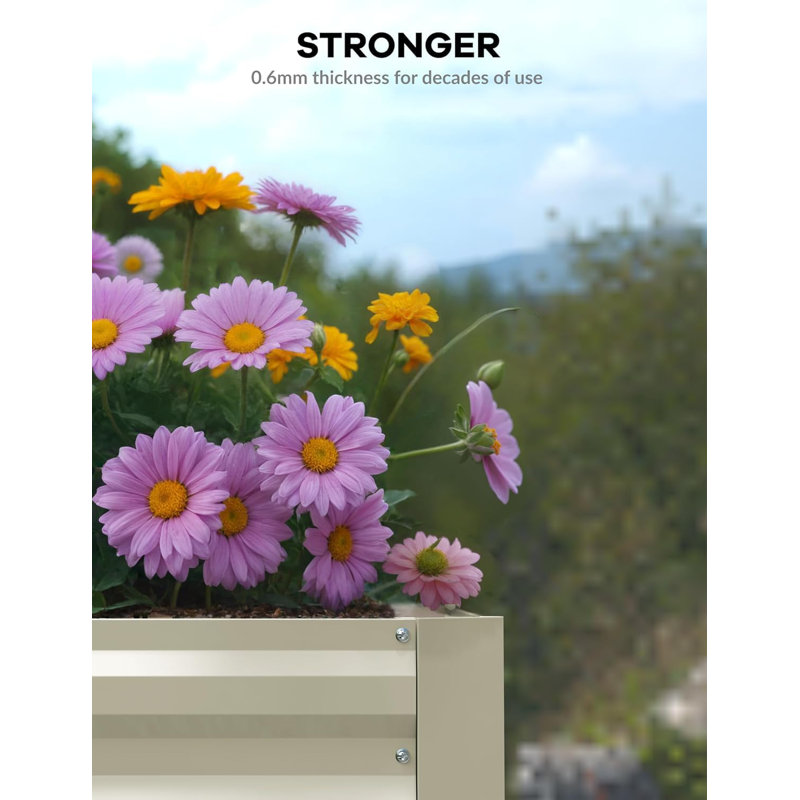 Rust-Resistant Galvanized Raised Garden Bed Planter Box – 8x4x2ft, Deep Root Design, Easy Assembly, Large Outdoor Metal Box for Vegetables, Flowers & Herbs, Beige, 240x120x60cm