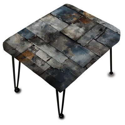 Repose-pieds industriel en béton avec repose-pieds rectangulaire en brique