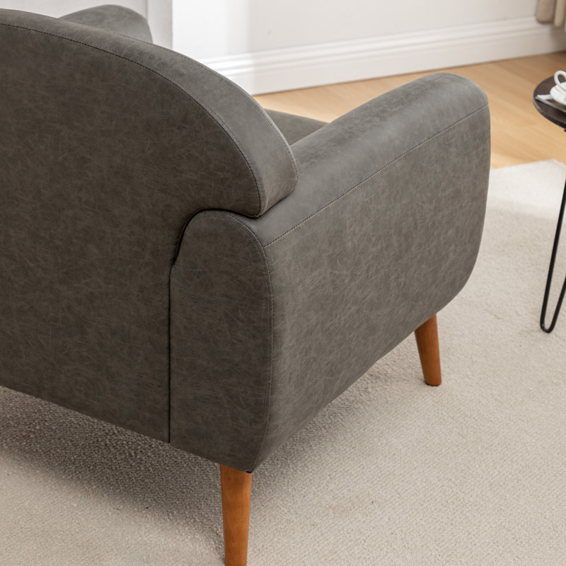 Chaise d'appoint rembourrée en similicuir Libero, Similicuir gris anthracite