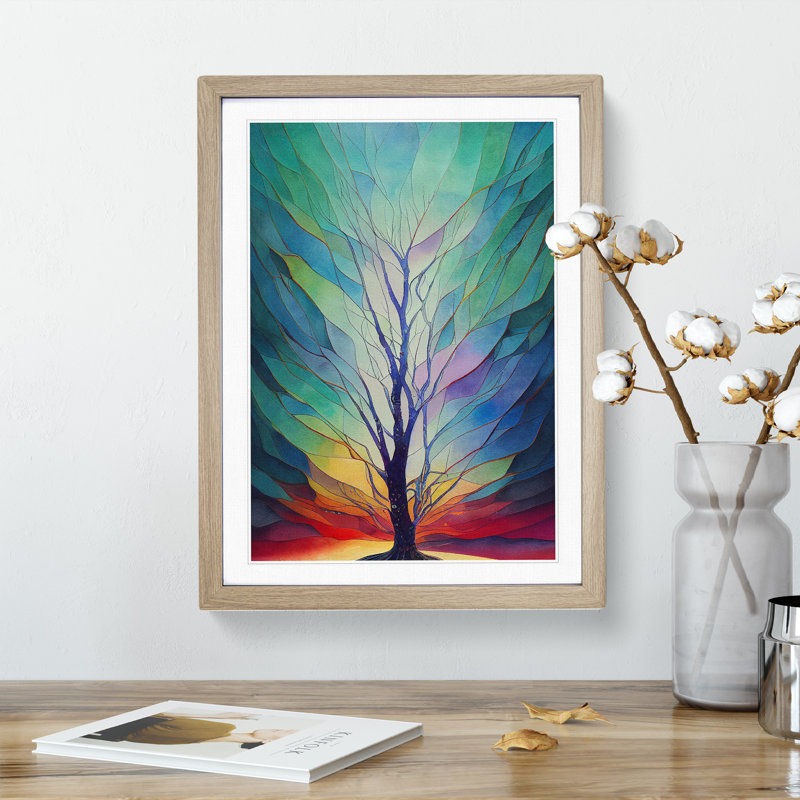 Sublime Tree No.2 Abstract - Wall Art, 66cm H x 48cm W, Oak Framed Paper, White