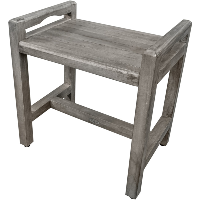 Antique Grey Teak Shower Bench with LiftAide Arms