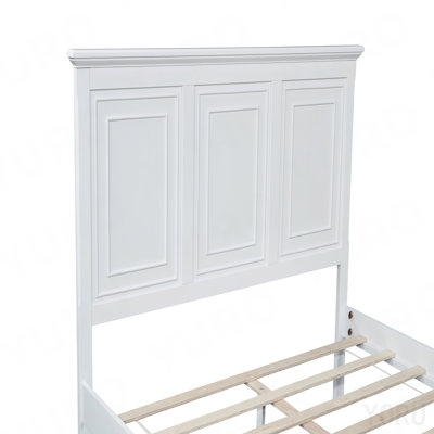 Queen Size Bed With Tall Headboard & Footboard, Usb Charging Station, Pinewood Bed With Strengthened Bed Frame,White