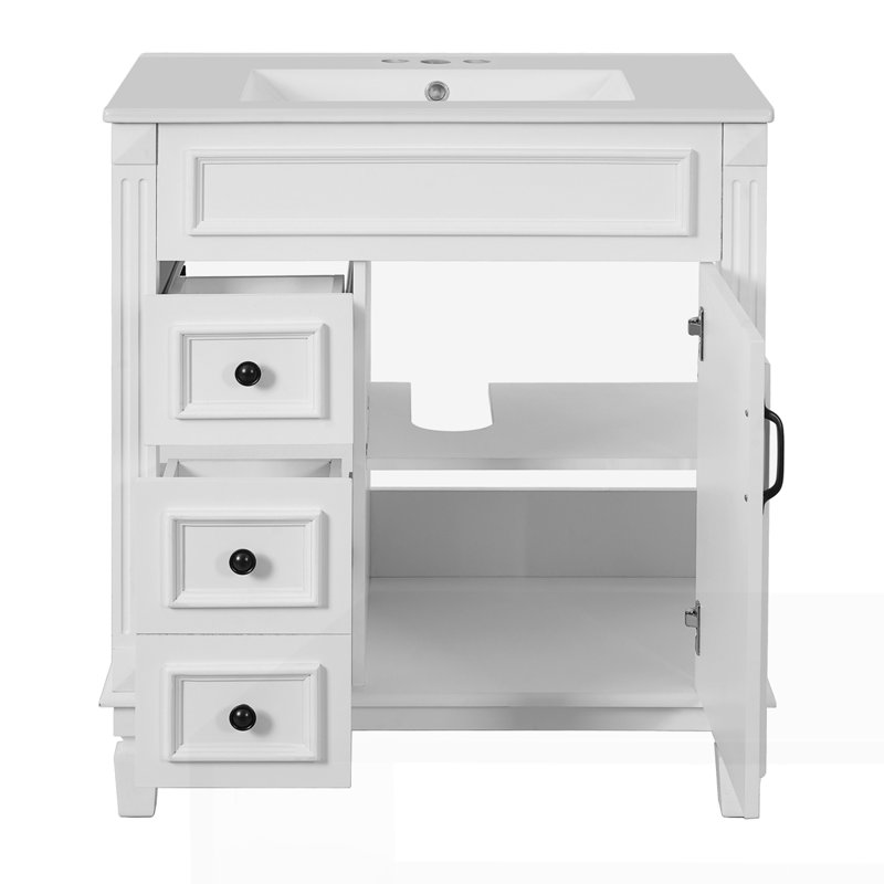 Meuble-lavabo 30 po avec lavabo en céramique, Blanc
