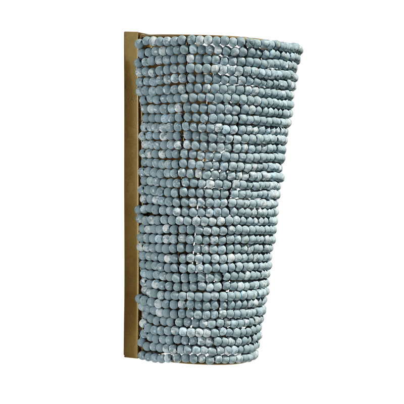 Seawall Solid Wood Flush Mounted Wall Sconce, Gold, Blue