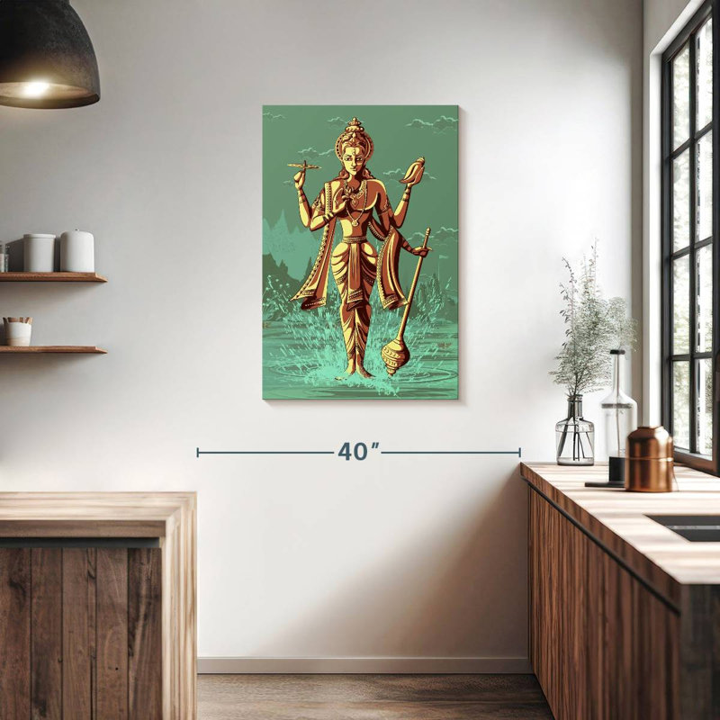 Adella, dieu indou Vishnu, H 36 po x l 24 po