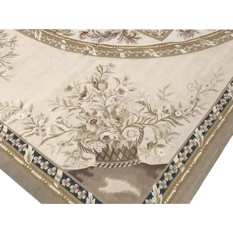Tapis beige noué à la main de haute qualité