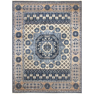 Tapis rectangulaire nouvel âge unique 9 pi x 11 pi 11 po bleu