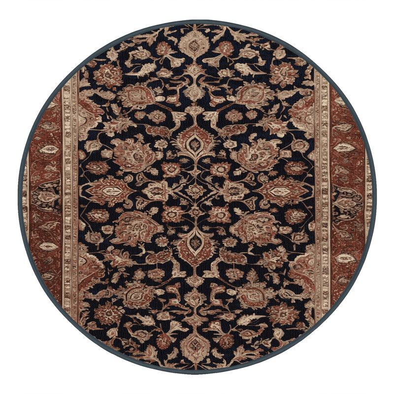 Tapis brun lavable à la machine, Rond 5 pi