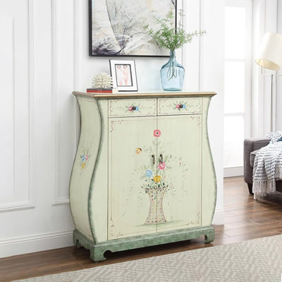 European pastoral style painted accent cabinet