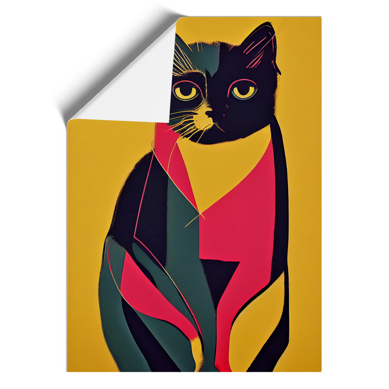 Colourful Cat No.4 Abstract - Wall Art, Paper, 42cm H x 29.7cm W, No Matte