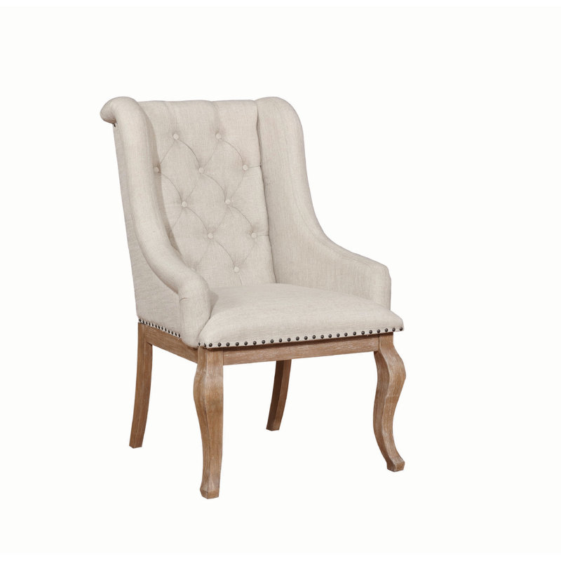 Marcelo 20.75'' H Tufted Upholstered Armchair, Cream/Barley Brown