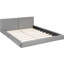 Grand lit plateforme tapissier avec tissu en velours, lit au sol avec structure solide, gris-728053147