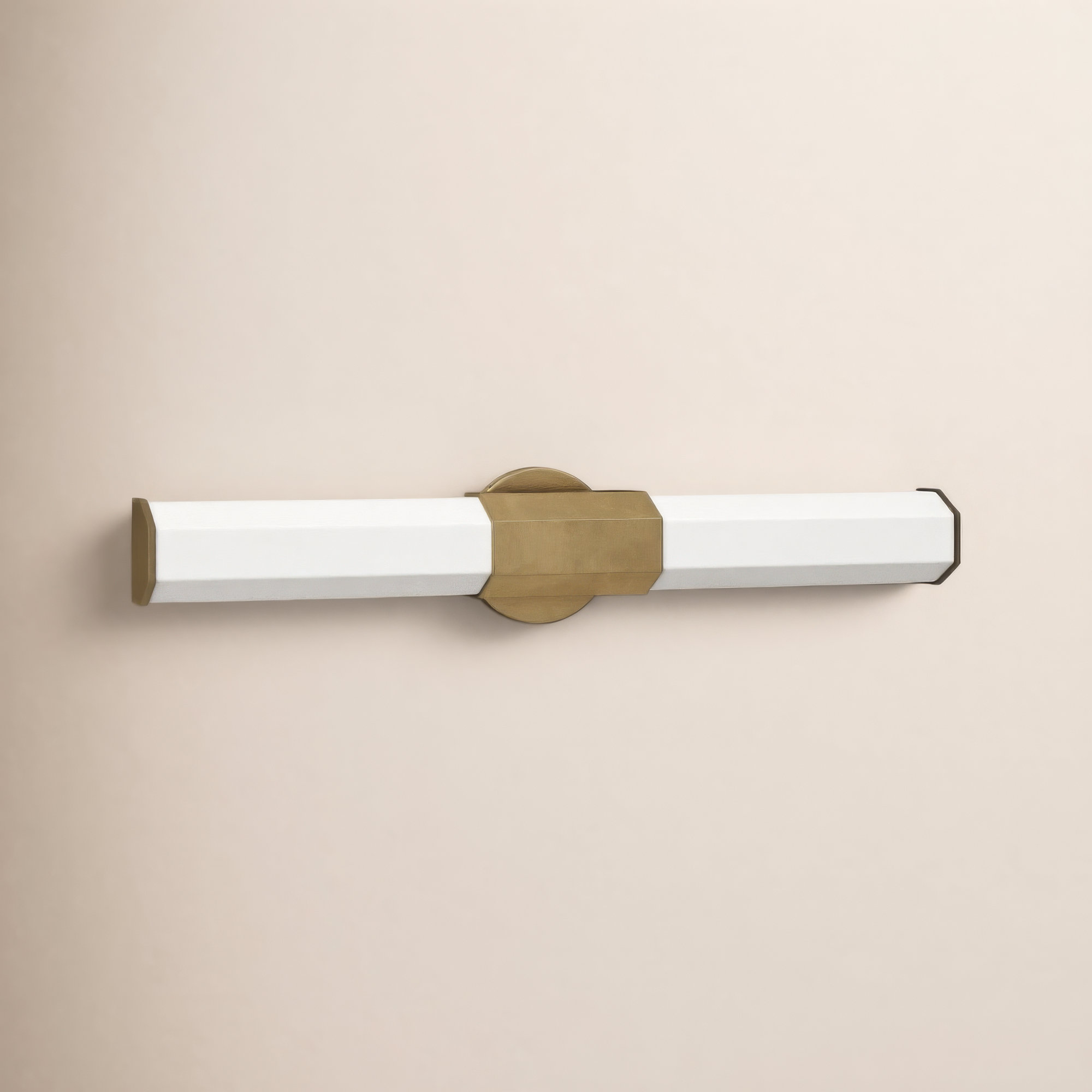 Belden Single Frosted Dimmable LED Bath Bar, Heritage Brass