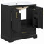 Meuble-lavabo autoportant de 30 po avec lavabo, panneau de fibres à densité moyenne et structure en bois massif, 1 tiroir de séparation et 2 portes à fermeture en douceur (double tablette sur la porte)-130604216