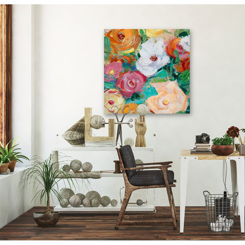 « spring brillante medley », peinture sur toile tendue, H 24 po x l 24 po x P 1,5 po