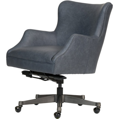 Fauteuil de direction en cuir bleu Kelson