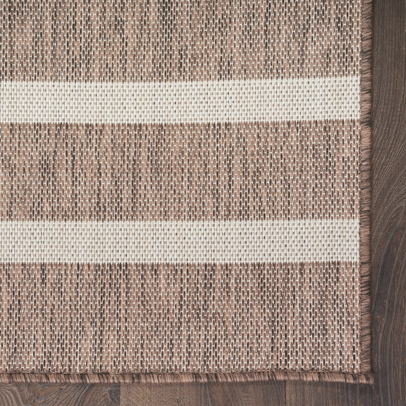 Shaila Striped Indoor / Outdoor Rug, Natural/Ivory, Runner 2'2" x 10'