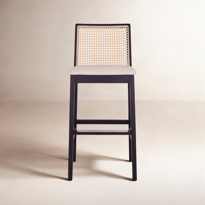 Mag Cane Bar & Counter Stool, Medley Ivory/Ebano/Natural, Bar Stool (29.5" Seat Height)