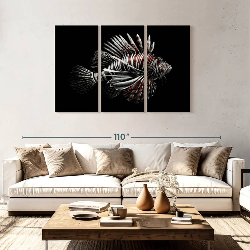 Brampt Lionfish On Black, 48" H x 74" W