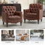 Fauteuil en cuir véritable capitonné Annja-80015536