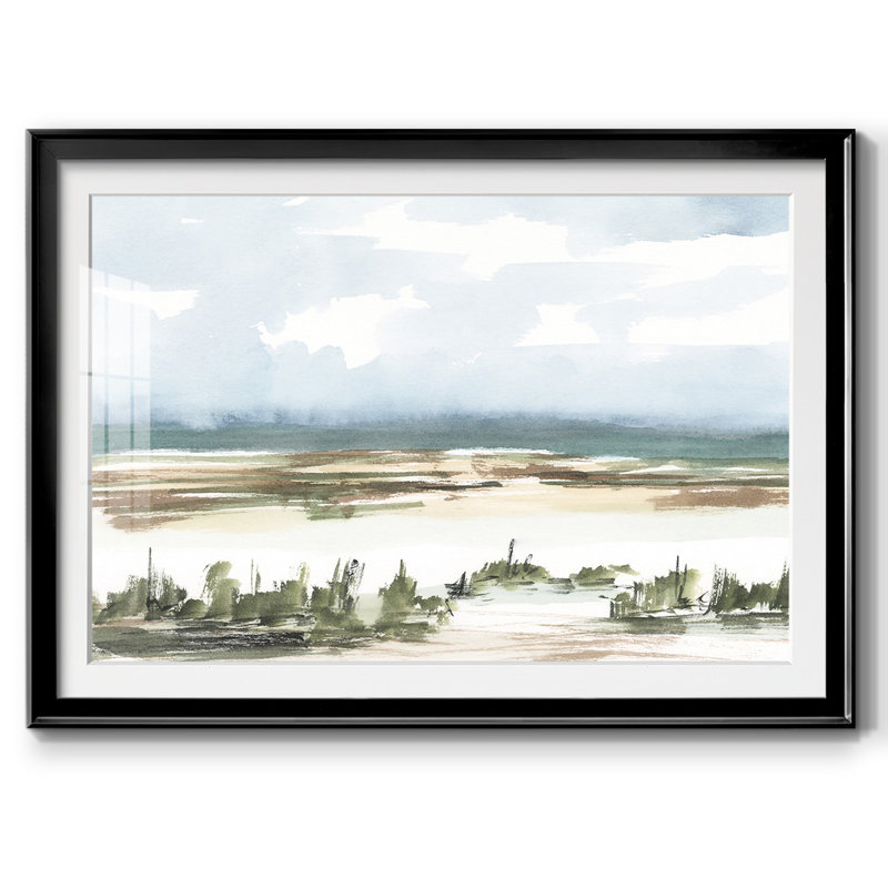 «Coastal Wetlands Watercolor II», reproduction d'art sur papier, Noir, H 30 po x l 44 po x P 1,5 po