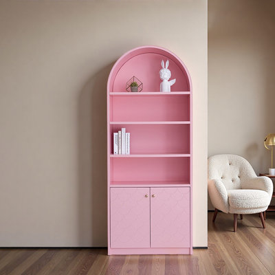 Nordic-style modern arched pink open bookcase