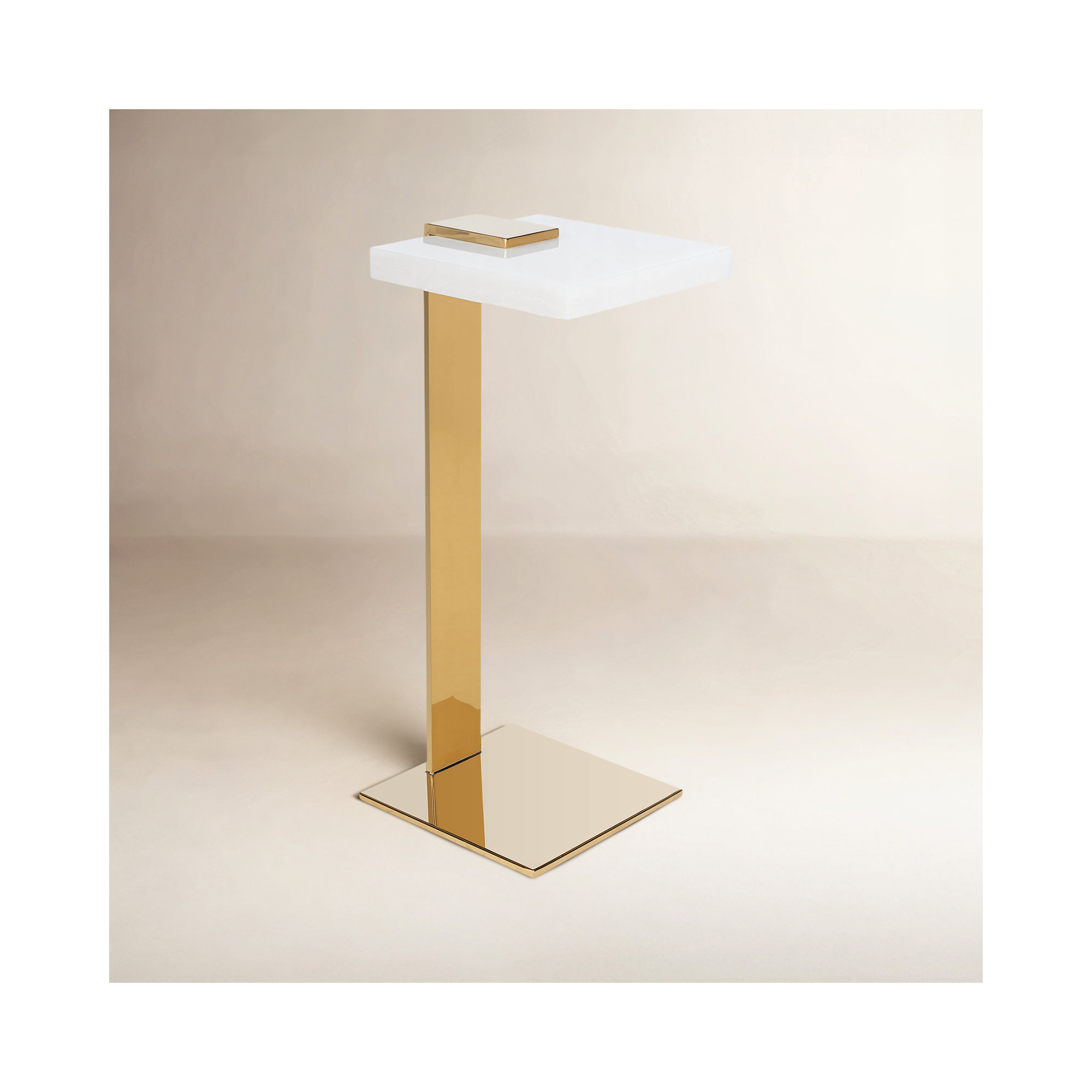 O'Hara End Table, White, Gold