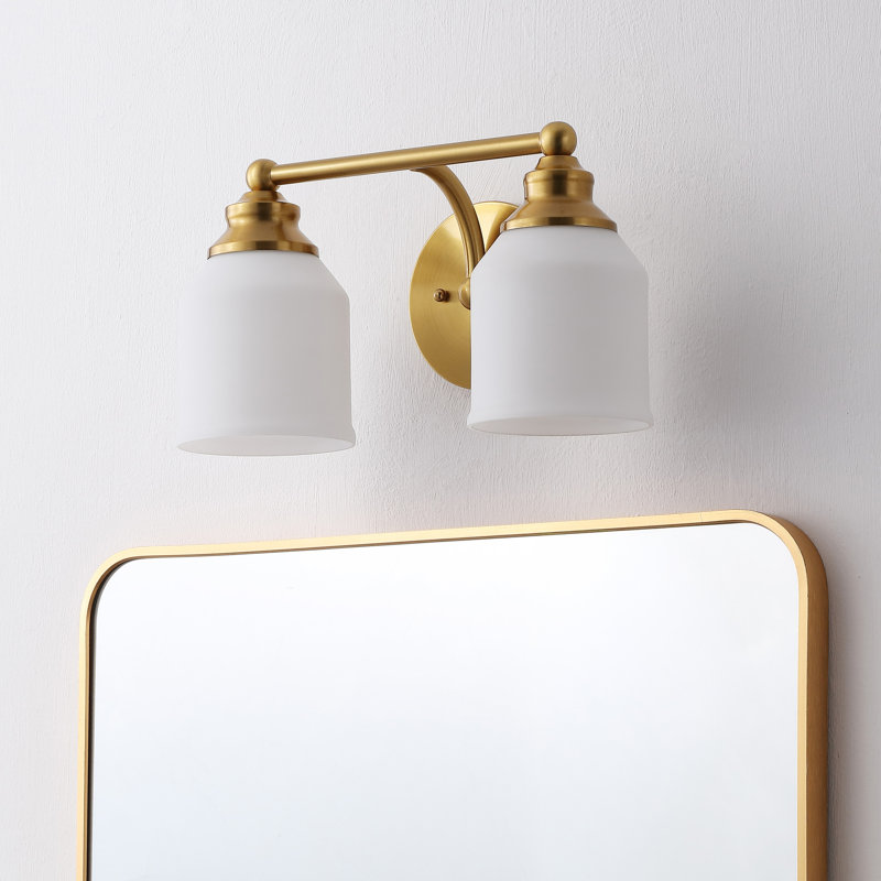 Éclairage pour meuble-lavabo à DEL en fer / verre Lauder, Laiton doré, Deux lumières
