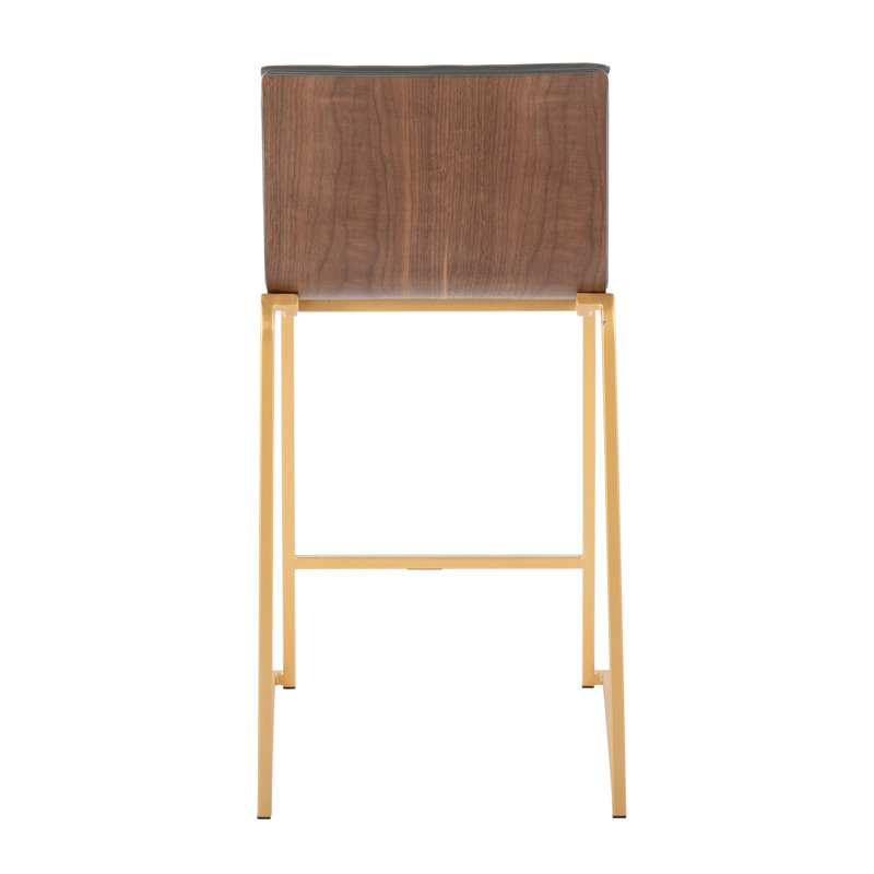 Tabouret de comptoir contemporain, Siège gris / cadre doré