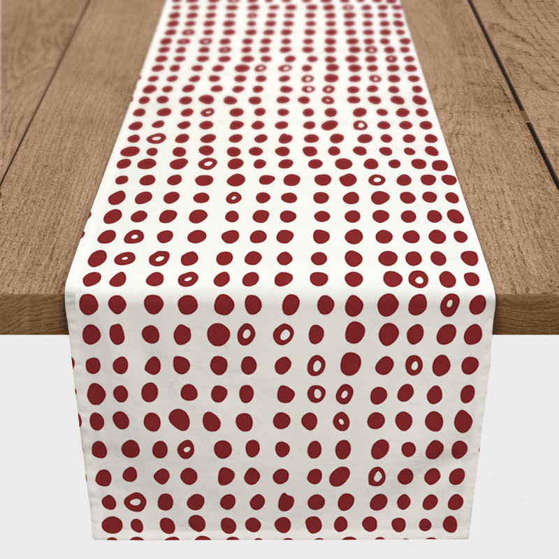 Ardello Striped Table Runner, 72" x 16", Red, Bidget Rectangle Polka Dots Polyester 
