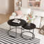 Ensemble de 2 tables basses gigognes, plateau rond en marbre de 27,6 pouces avec structure en métal robuste, tables d'appoint de table de bout pour le salon, la chambre et le balcon (noir)