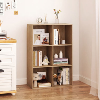 6-Cube Bookshelf, 3-tier Bookcase Organizer, Free-standing Storage Shelf, Display Shelf Storage Unit