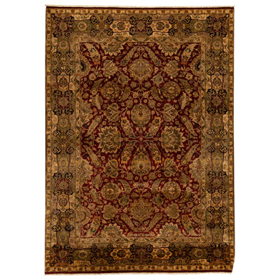 Hand Knotted Wool Area Rug in Red And Black