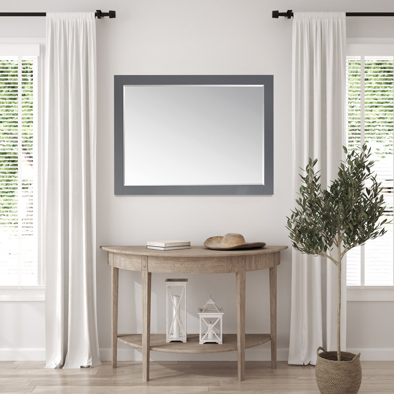 Ivy Wood Wall Mirror, Gray, 36" x 48"