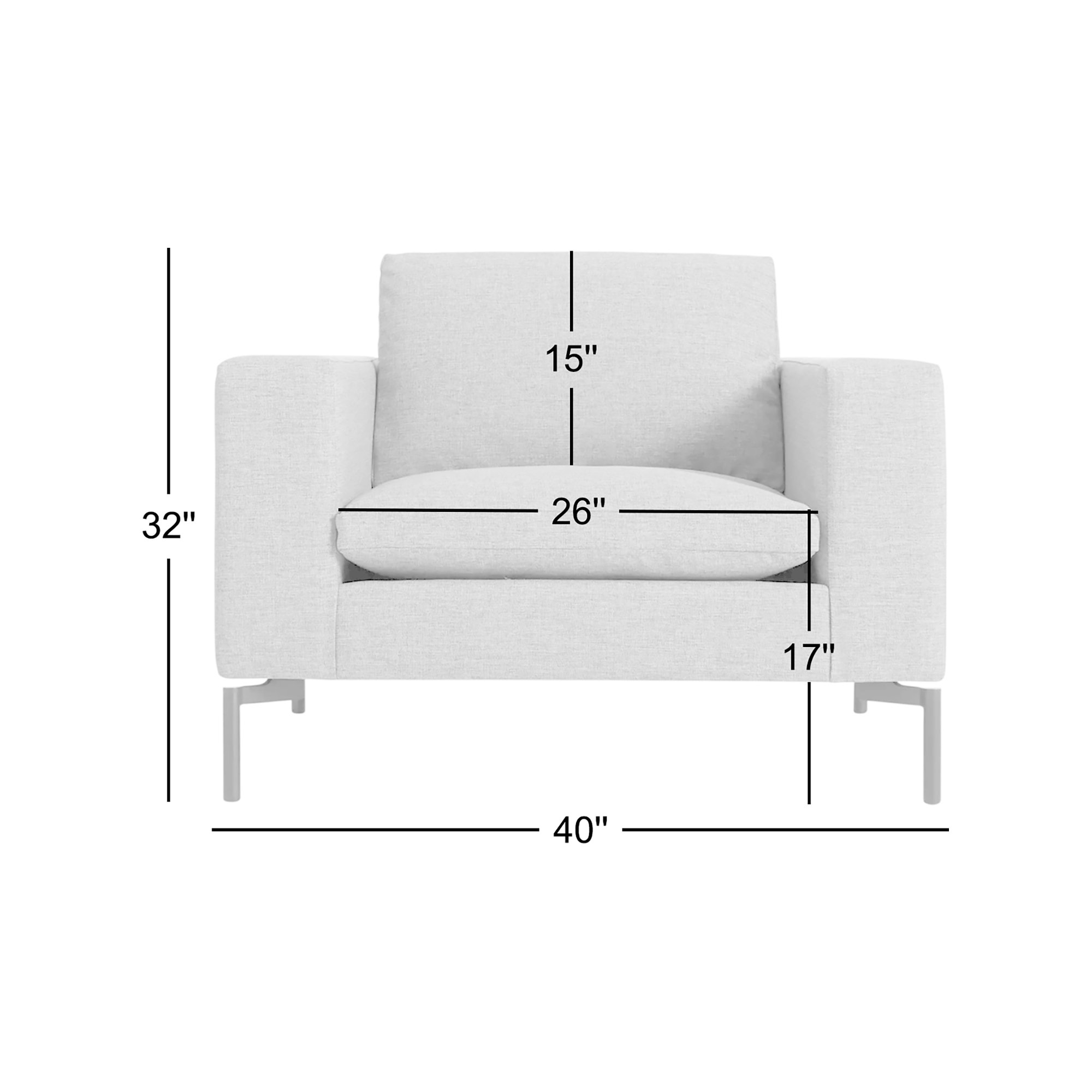 New Standard Upholstered Armchair, Black, Gray Polyester Blend