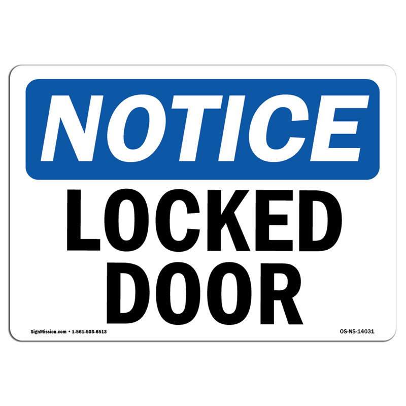 Locked Door Decal 14" X 10"