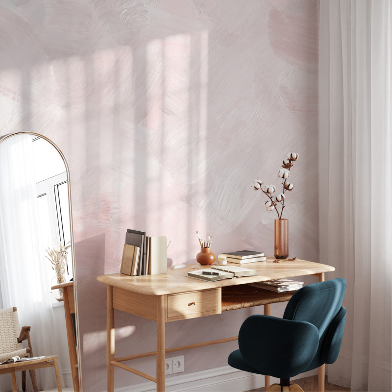 Pink Concrete Luxury Canvas Texture Wallpaper Mural, 120" L X 195" W