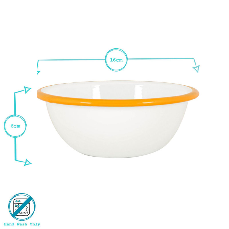 Argon Tableware - White Enamel Bowls, Yellow