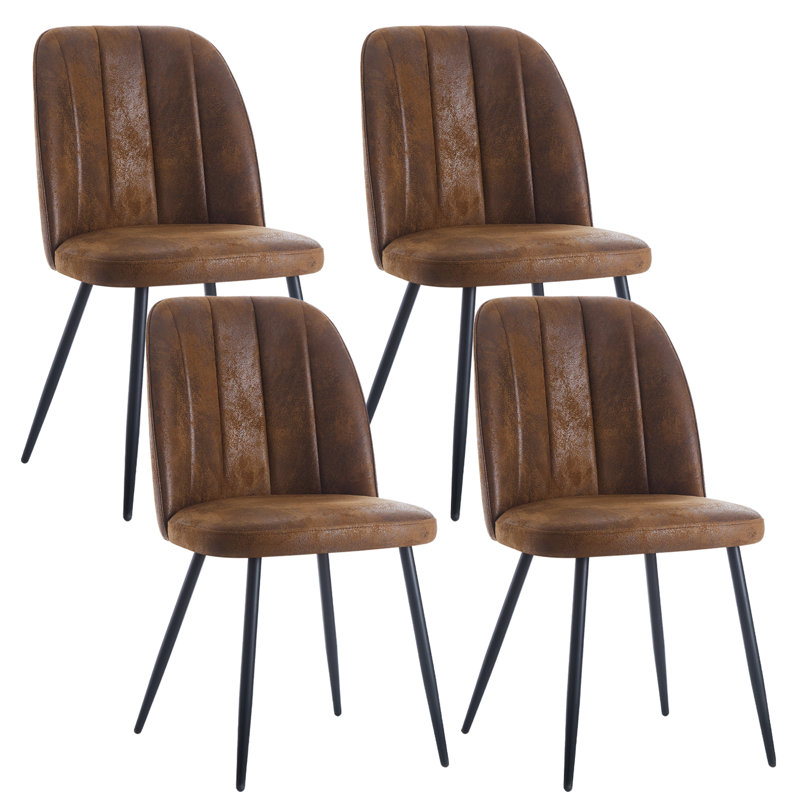 Barez Velvet/Suede Upholstered Armless Dining Chair with Adjustable Feet, Brown