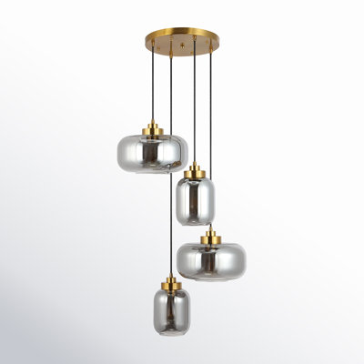 Karl 4 - Light Brass/Black Cluster Pendant