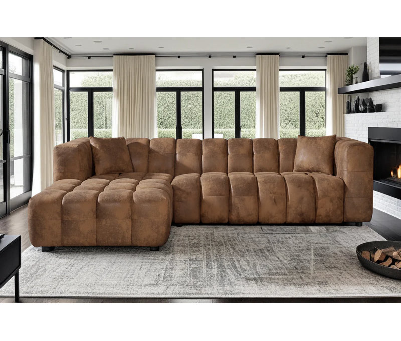 5 Seater Corner Sofa , Left Hand Facing, Brown