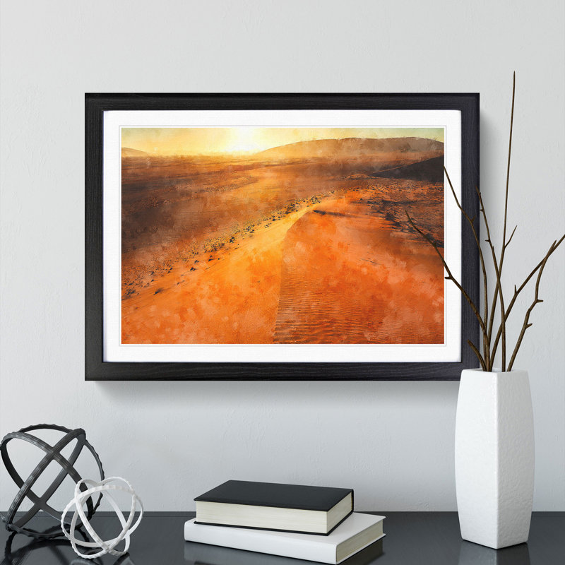 Exploring the Desert in Namibia - Picture Frame Painting, 48cm H x 65cm W x 2cm D, Black Framed