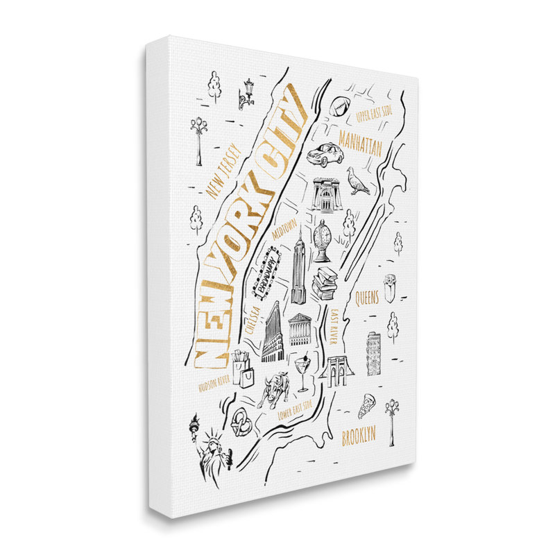 «New York City Destination Illustration Diagramme» par Ziwei Li - impression, Toile tendue, H 20 po x l 16 po x P 1,5 po
