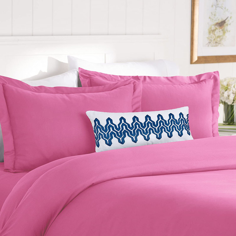 Percale Duvet Cover, Queen Duvet Cover + 2 Standard Shams, Light Pink