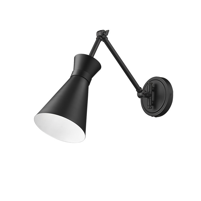 Xaine Steel Swing Arm Sconce, Matte Black, Matte Black