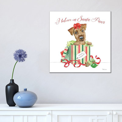 Holiday Paws II On White by Beth Grove - Wrapped Canvas Print