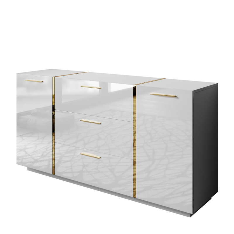Aleece 158cm W 3 - Drawer Chest of Drawers, White