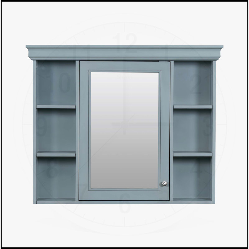 Armoire de salle de bain murale moderne avec plusieurs options de rangement et un design élégant, Bleu vert