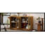 Grande armoire-buffet à 4 portes avec portes vitrées, armoire arquée avec tablettes réglables pour la cuisine, la salle à manger et le salon (bois naturel)