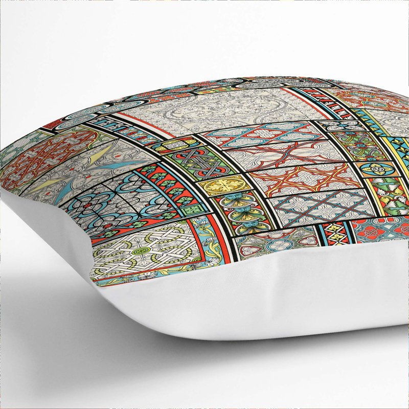 Geometric Square Throw Cushion, White, 55cm H x 55cm W x 20cm D